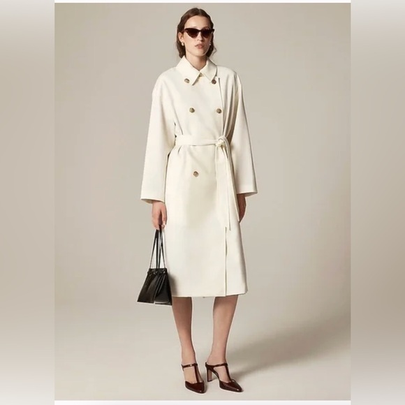NWT J.Crew Wool-Blend Trench Coat – Size 6 – Cream ✨🤍 - Picture 2 of 12